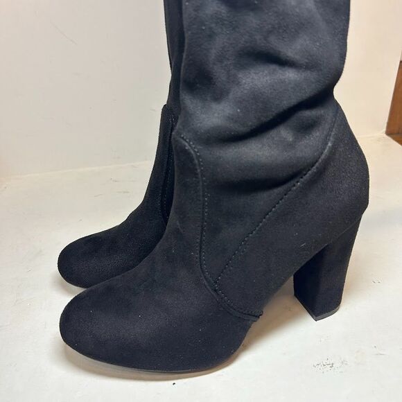 Journee Collection Womens 8 WC Black Maya Thigh High Zip Up Boots NIB IG8 - Picture 5 of 7